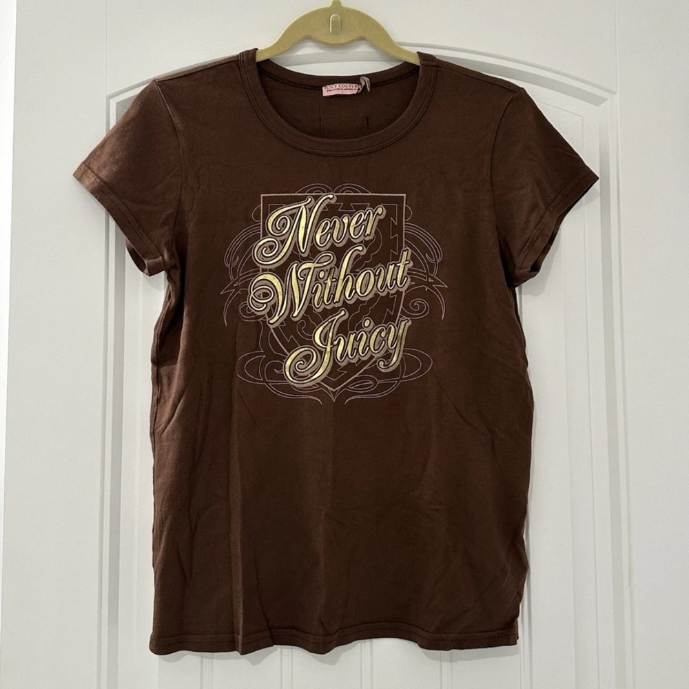 Vintage Juicy Couture Never Without Juicy Short Sleeve Graphic T Shirt Size L